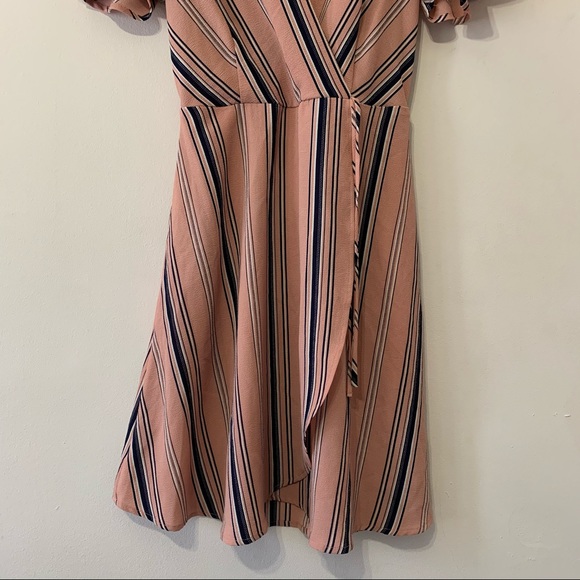Monteau Pink Stripe Wrap Dress in Small - Picture 5 of 9